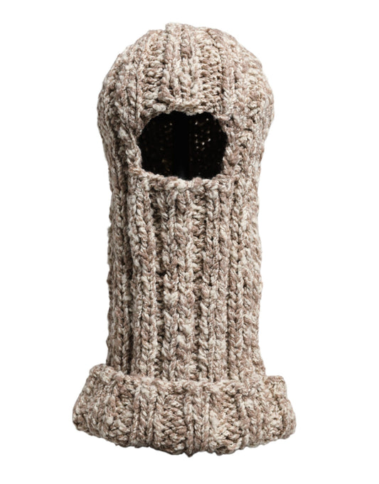 Dolce & Gabbana Beige Wool Knitted Ski Mask Balaclava Hat Dolce & Gabbana
