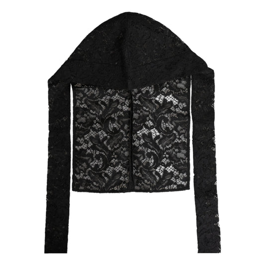 Dolce & Gabbana Black Floral Lace Whole Head Wrap Hat