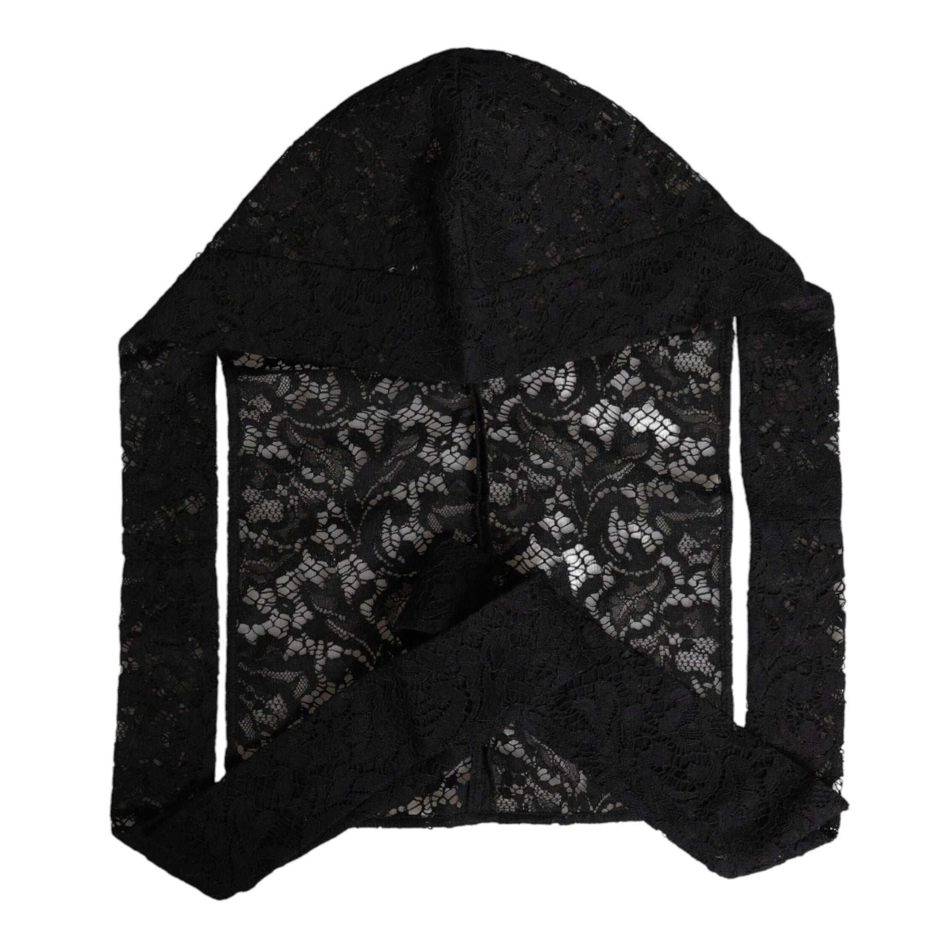 Dolce & Gabbana Black Floral Lace Whole Head Wrap Hat