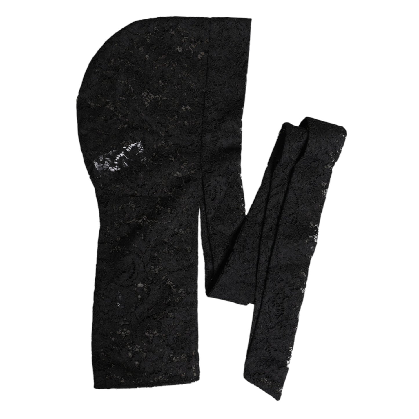 Dolce & Gabbana Black Floral Lace Whole Head Wrap Hat