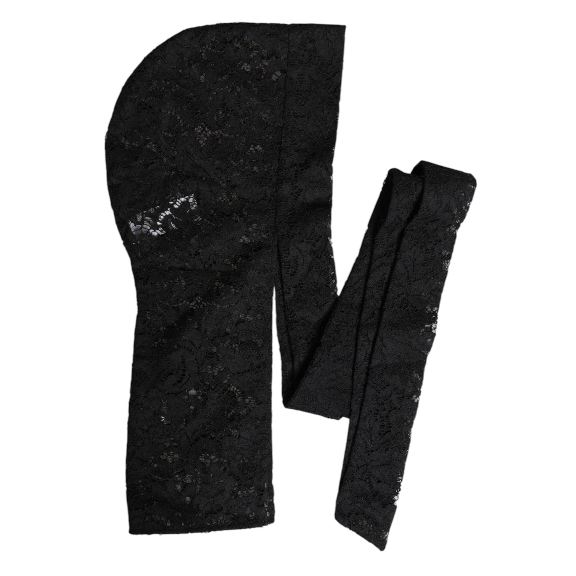 Dolce & Gabbana Black Floral Lace Whole Head Wrap Hat