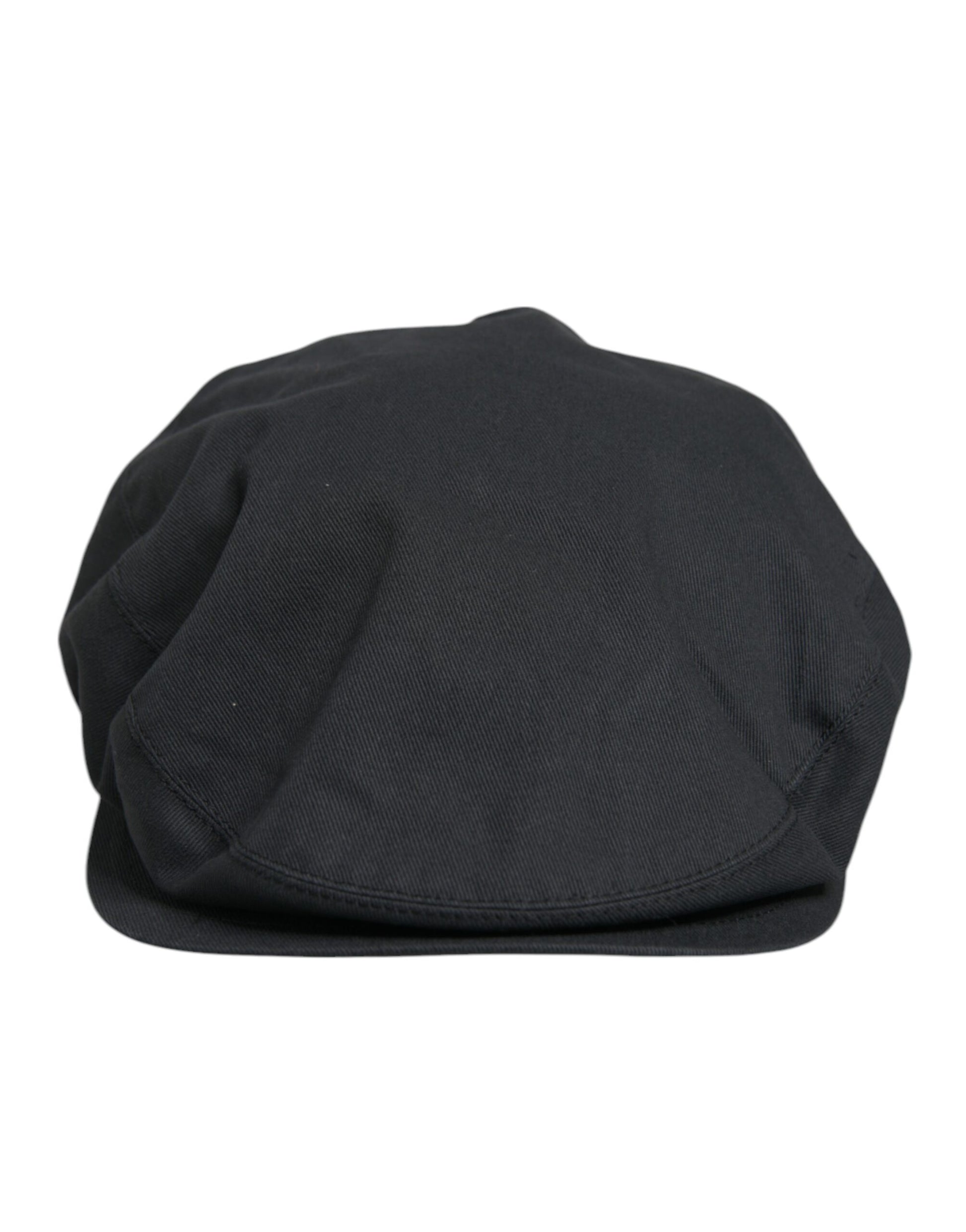 Dolce & Gabbana Black Cotton Newsboy Capello Cabbie Hat Dolce & Gabbana
