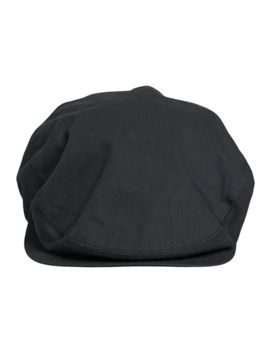 Dolce & Gabbana Black Cotton Newsboy Capello Cabbie Hat Dolce & Gabbana
