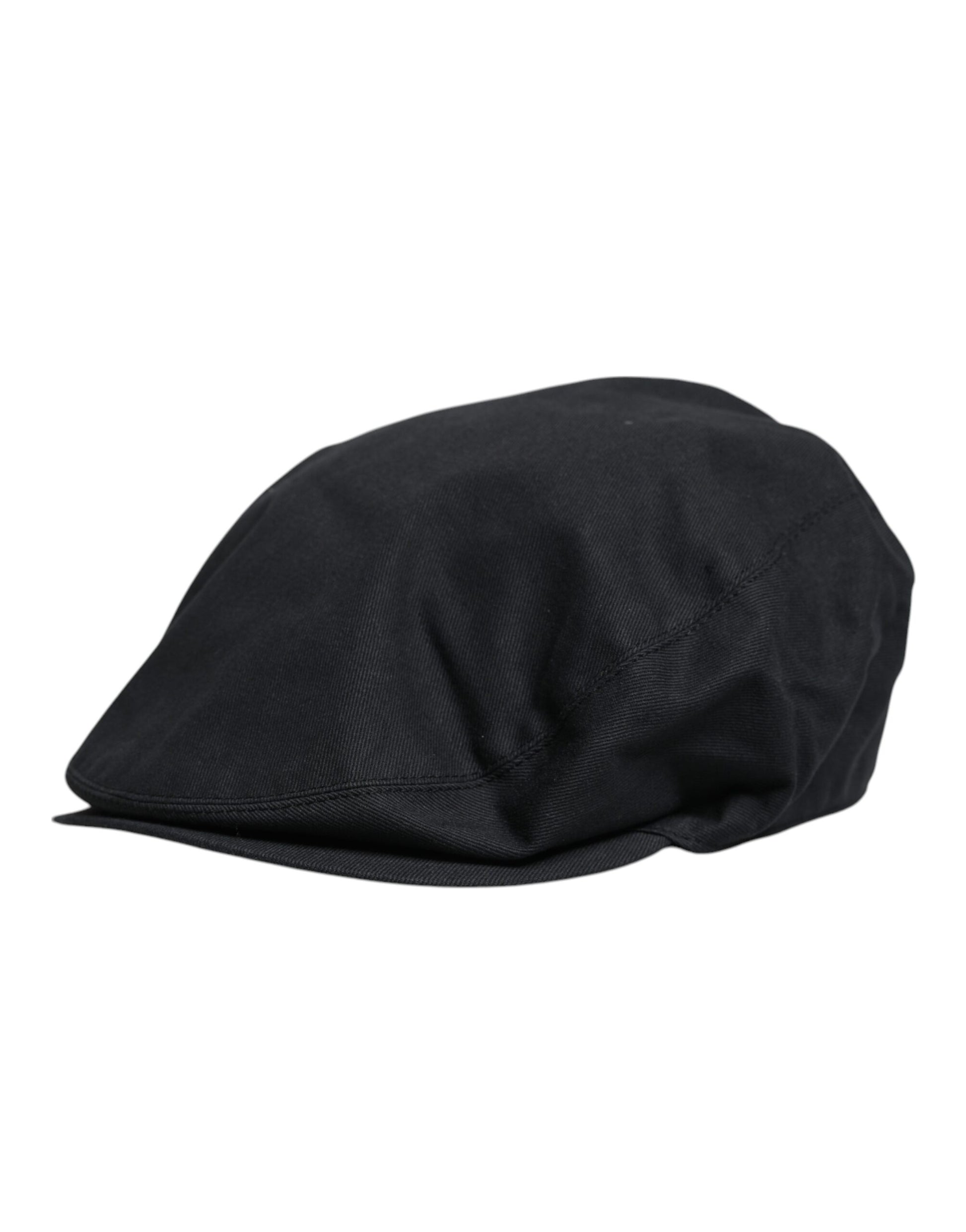 Dolce & Gabbana Black Cotton Newsboy Capello Cabbie Hat Dolce & Gabbana