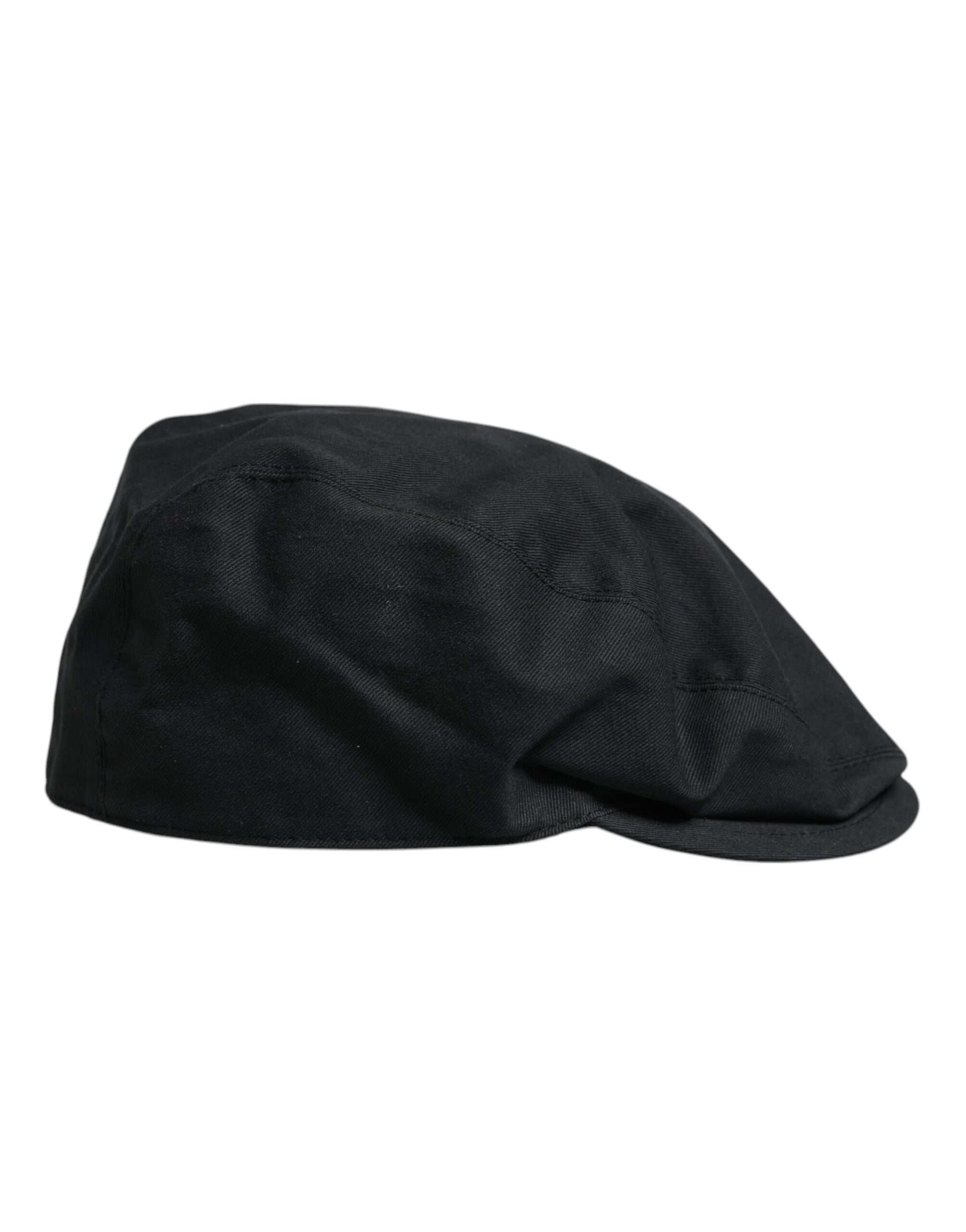 Dolce & Gabbana Black Cotton Newsboy Capello Cabbie Hat Dolce & Gabbana