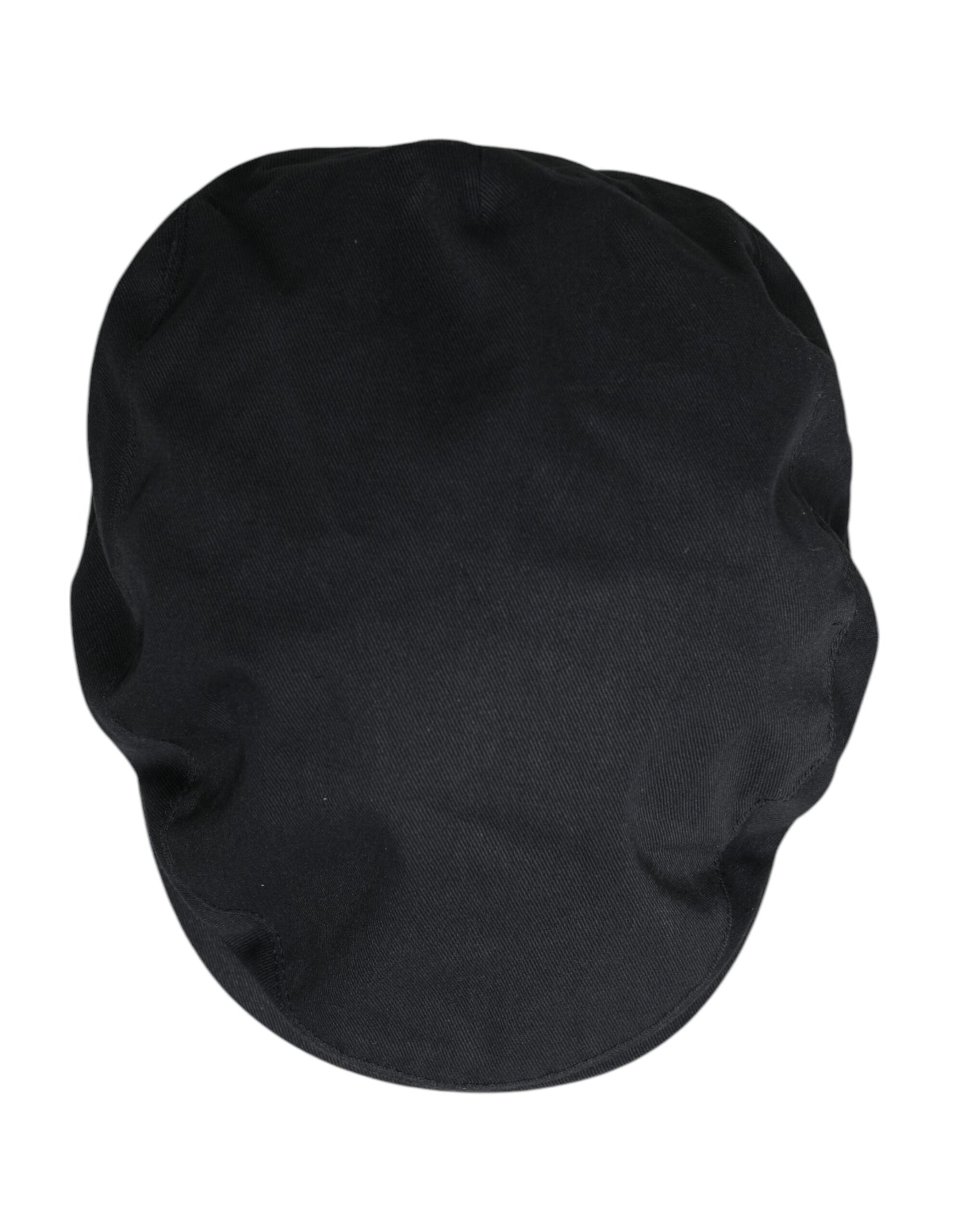 Dolce & Gabbana Black Cotton Newsboy Capello Cabbie Hat Dolce & Gabbana