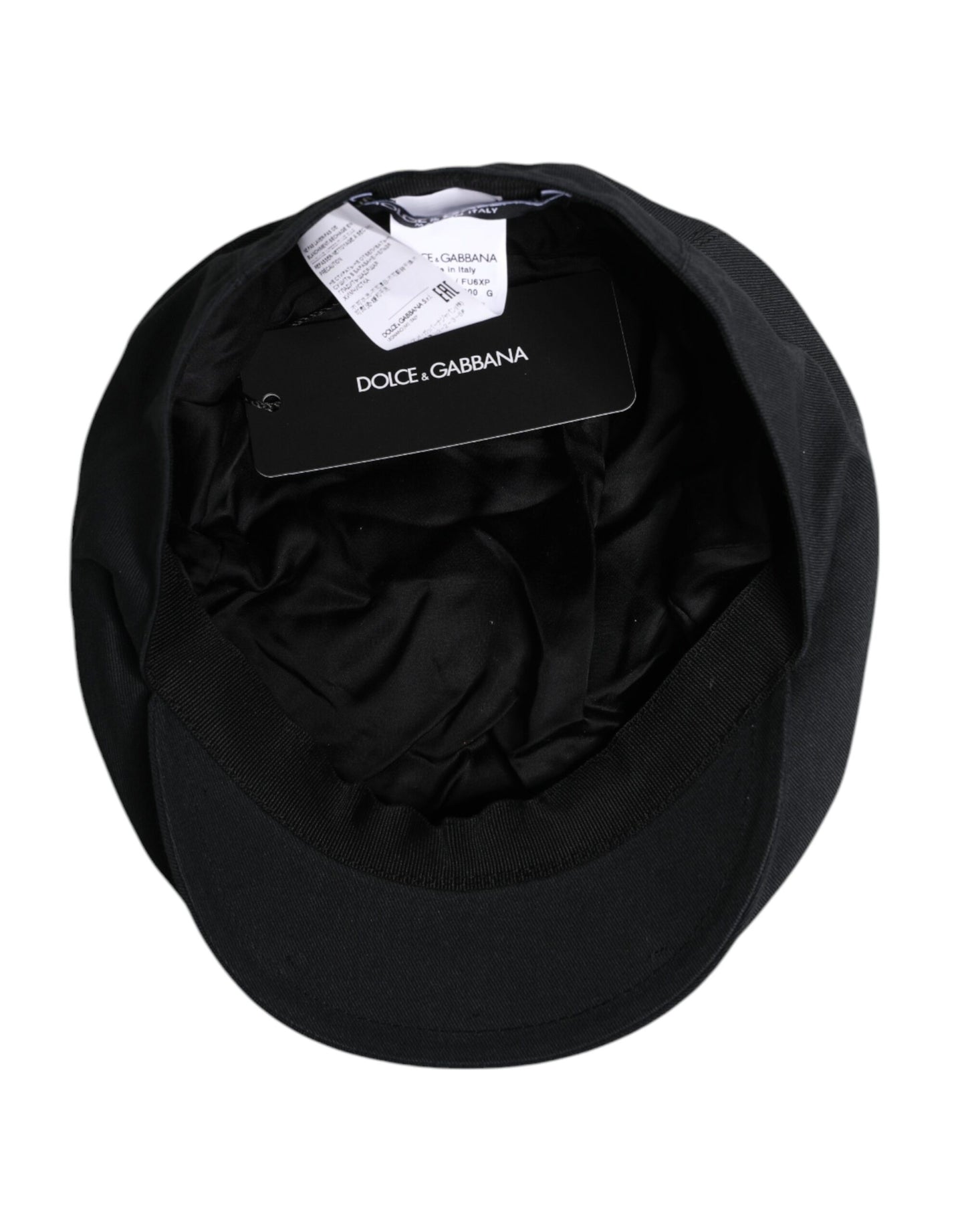 Dolce & Gabbana Black Cotton Newsboy Capello Cabbie Hat Dolce & Gabbana