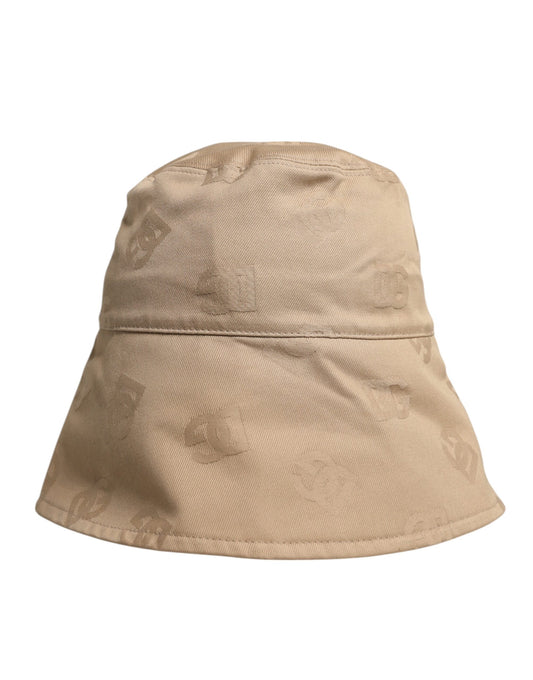 Dolce & Gabbana Beige Logo Monogram Cotton Bucket Cap Dolce & Gabbana