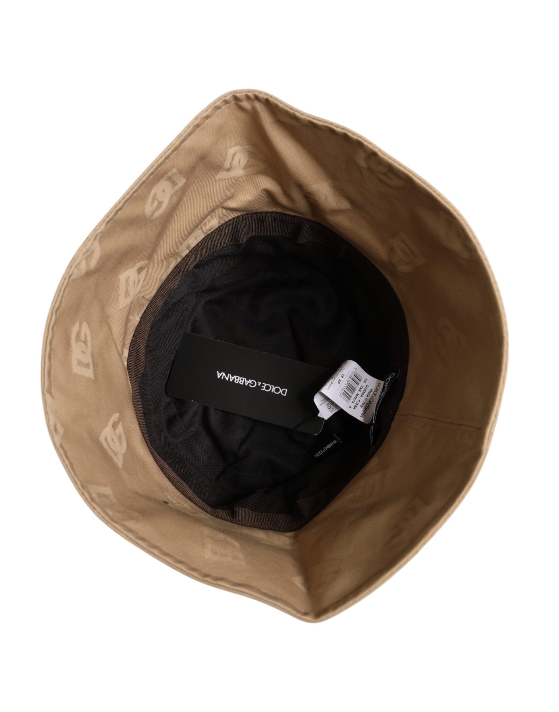 Dolce & Gabbana Beige Logo Monogram Cotton Bucket Cap Dolce & Gabbana