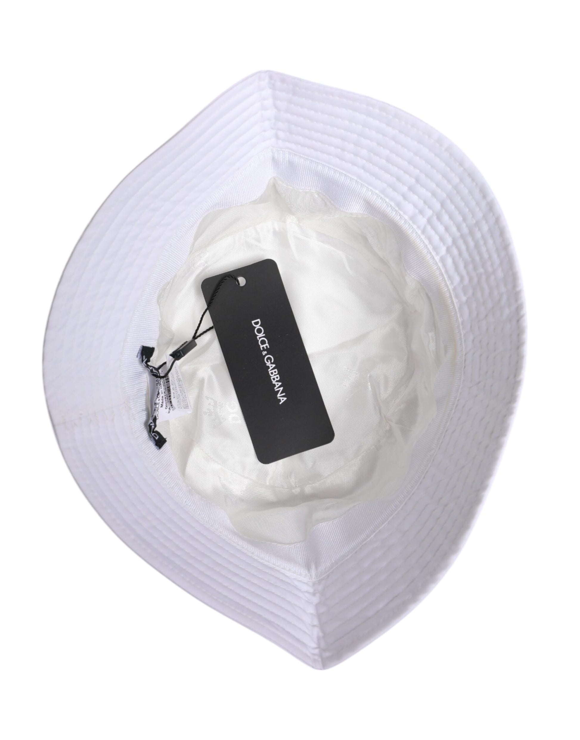 Dolce & Gabbana White Cotton Wide Brim Bucket Hat Dolce & Gabbana