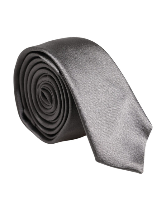 Dolce & Gabbana Metallic Silver Silk Adjustable Necktie Tie Dolce & Gabbana