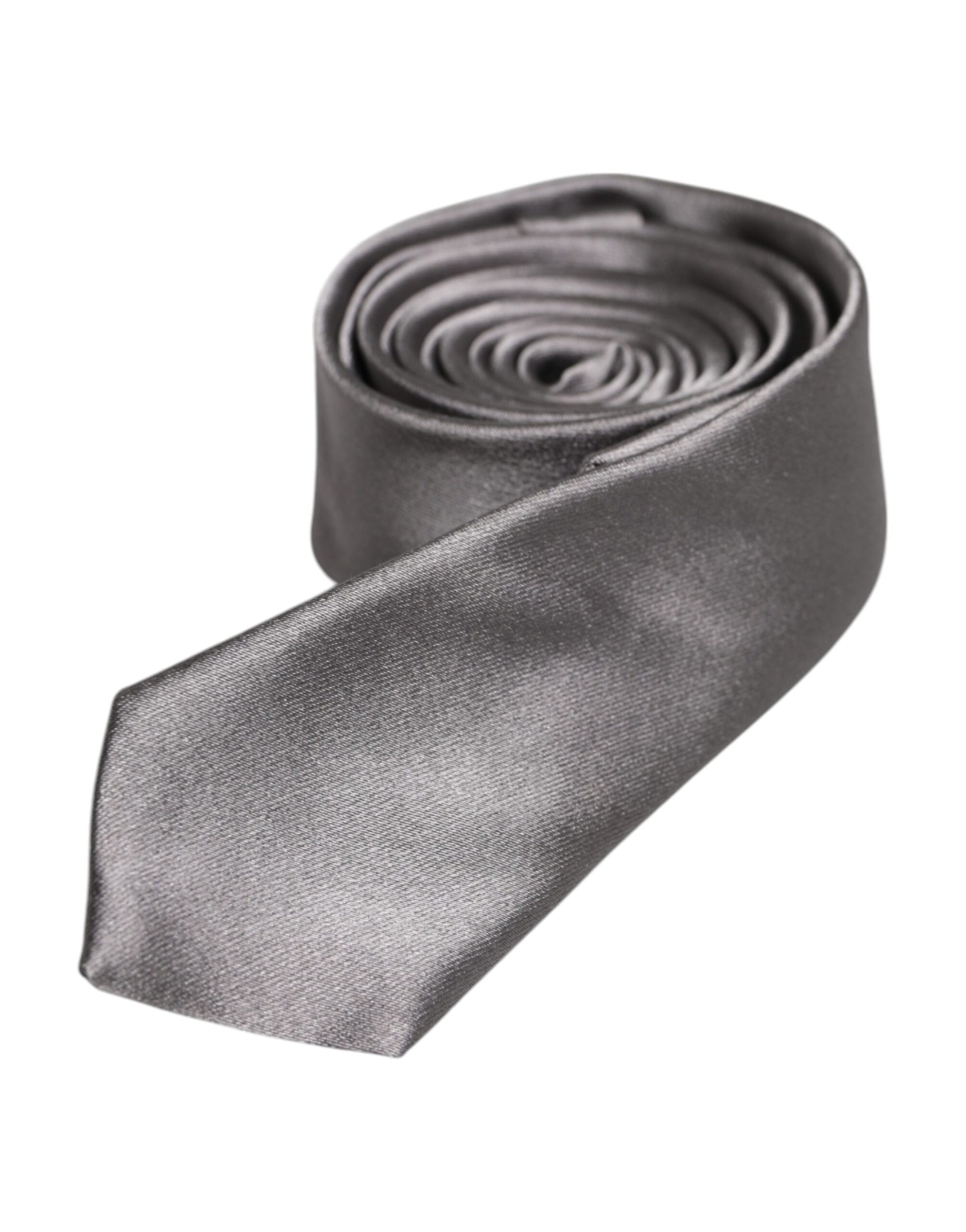 Dolce & Gabbana Metallic Silver Silk Adjustable Necktie Tie Dolce & Gabbana