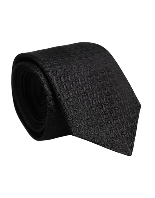 Dolce & Gabbana Black Patterned Silk Adjustable Necktie Tie Dolce & Gabbana