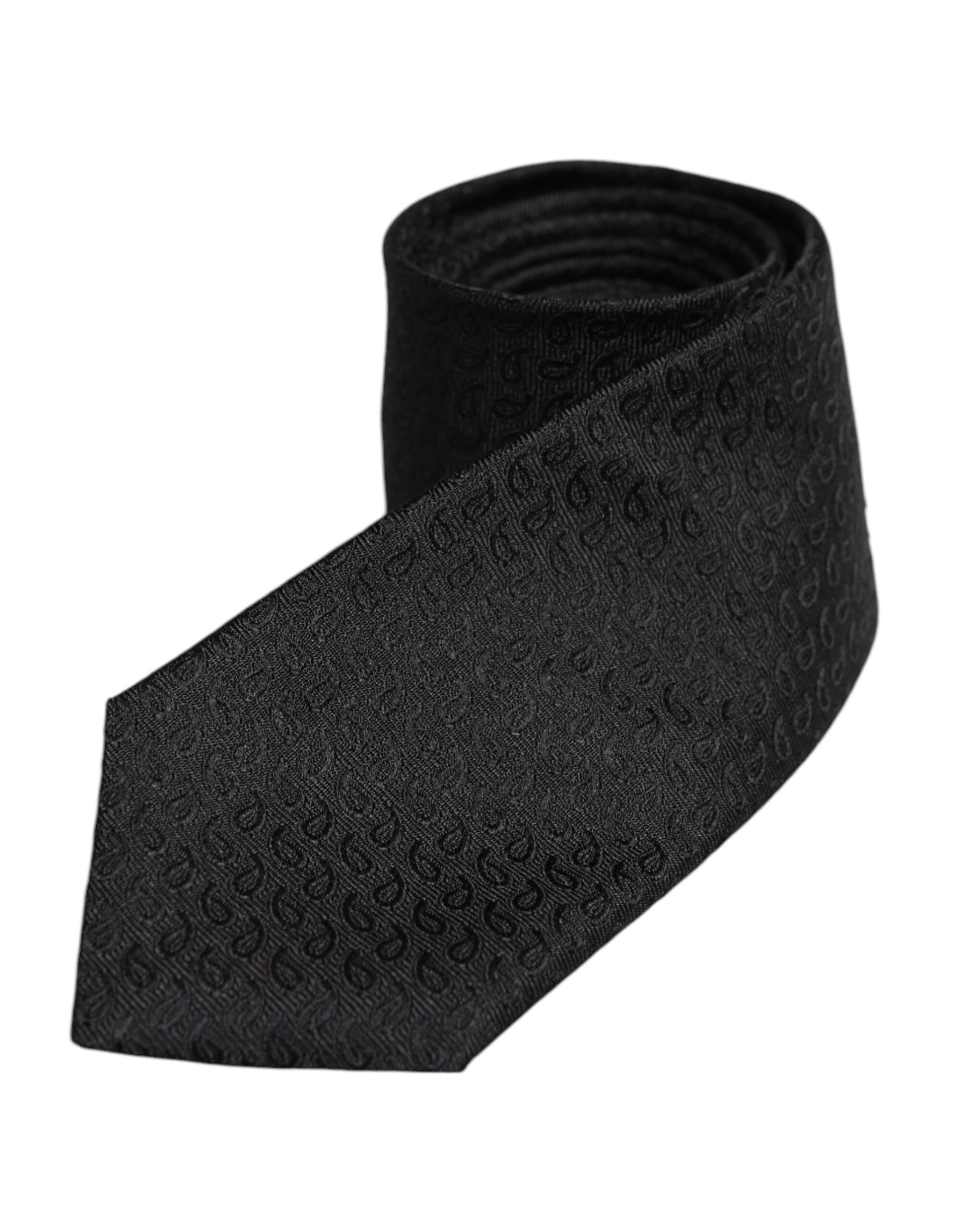 Dolce & Gabbana Black Patterned Silk Adjustable Necktie Tie Dolce & Gabbana