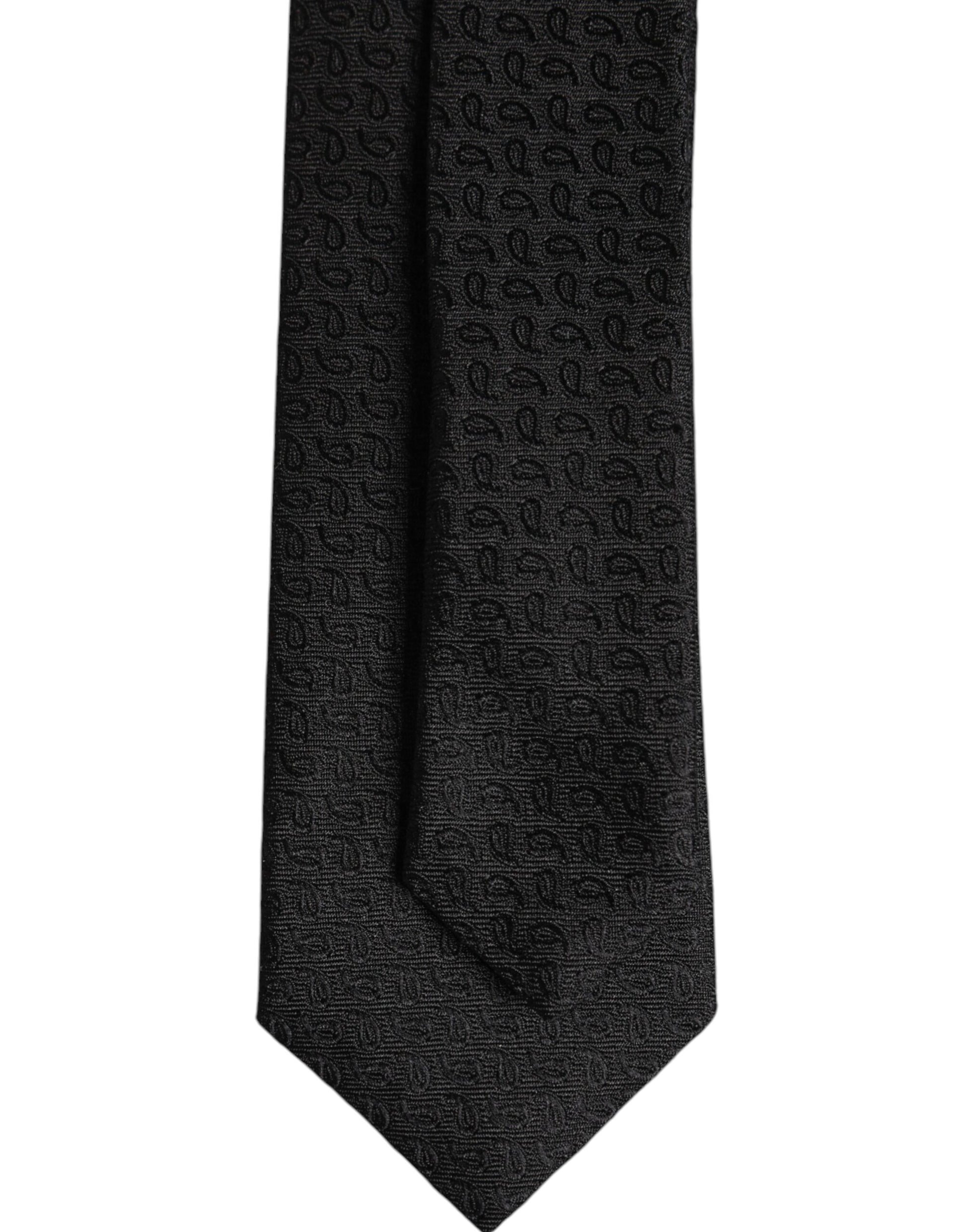 Dolce & Gabbana Black Patterned Silk Adjustable Necktie Tie Dolce & Gabbana