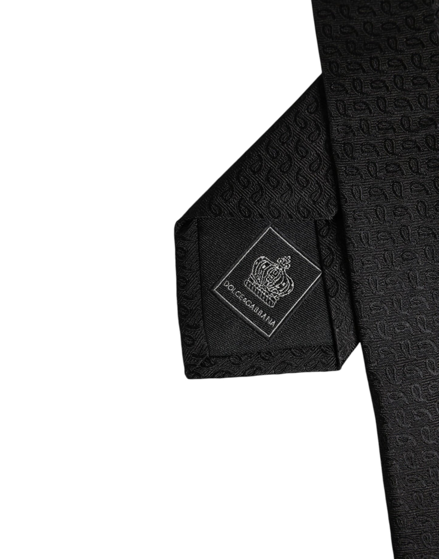 Dolce & Gabbana Black Patterned Silk Adjustable Necktie Tie Dolce & Gabbana