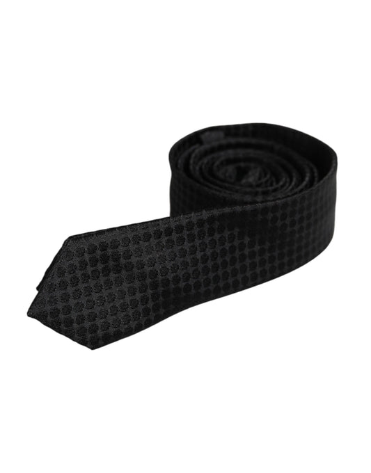 Dolce & Gabbana Black Circles Silk Adjustable Necktie Tie Dolce & Gabbana