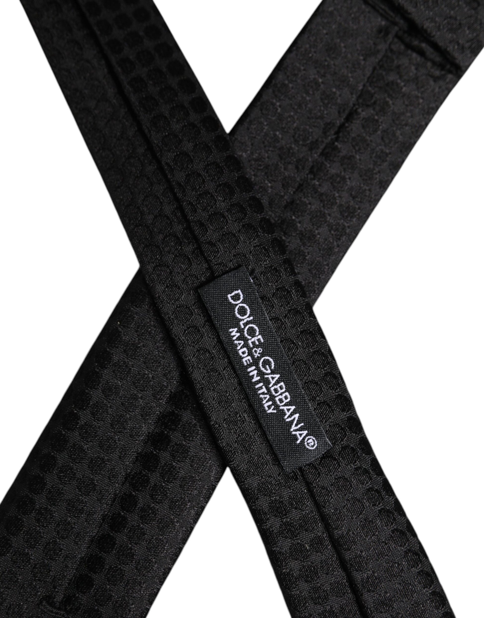 Dolce & Gabbana Black Circles Silk Adjustable Necktie Tie Dolce & Gabbana