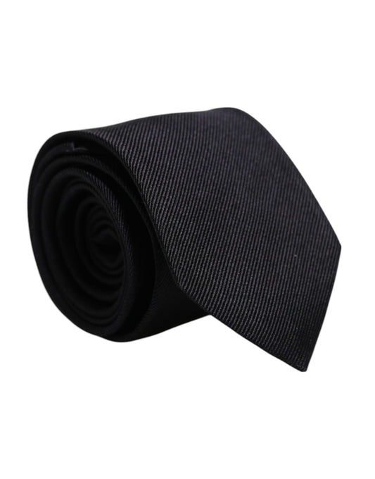 Dolce & Gabbana Black Solid Silk Adjustable Necktie Tie Dolce & Gabbana