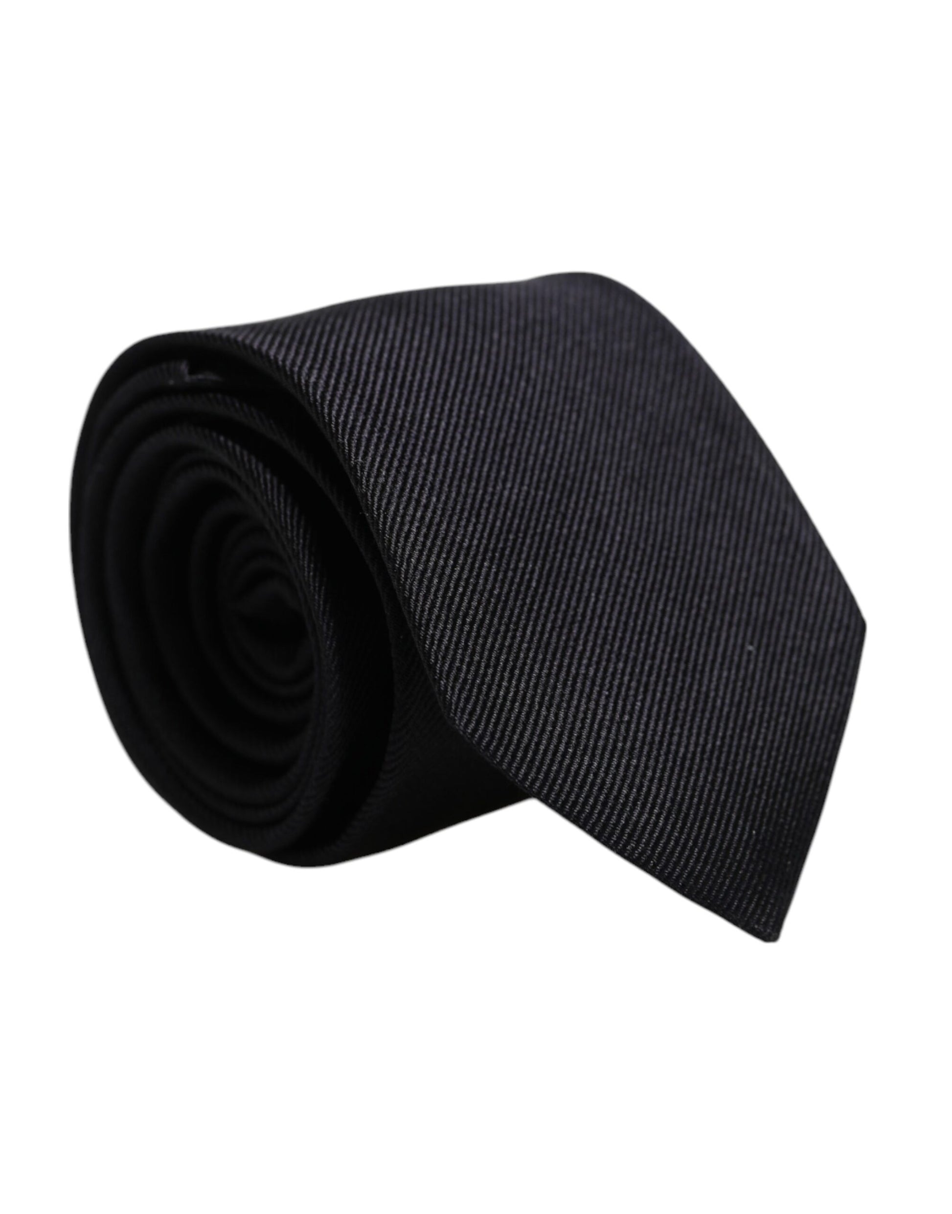 Dolce & Gabbana Black Solid Silk Adjustable Necktie Tie Dolce & Gabbana