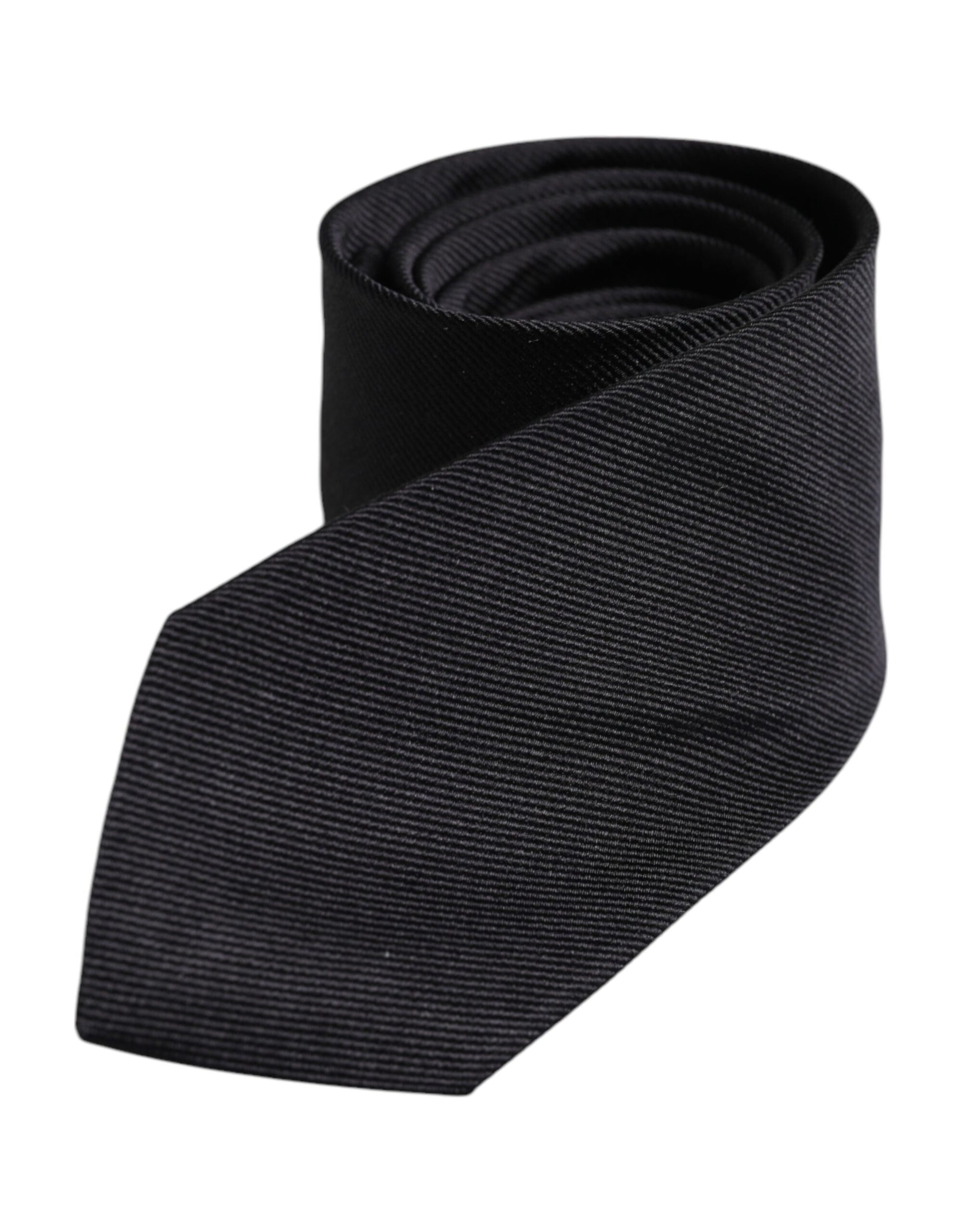 Dolce & Gabbana Black Solid Silk Adjustable Necktie Tie Dolce & Gabbana