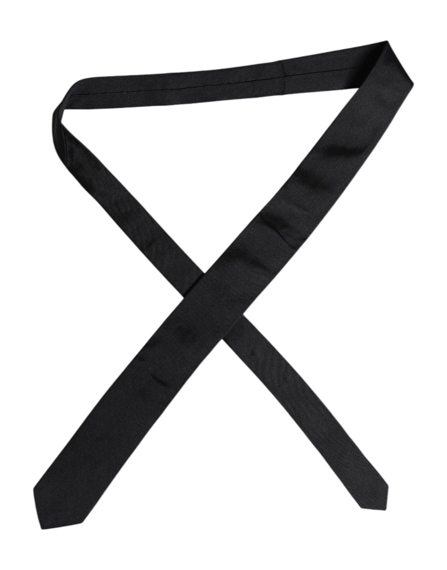 Dolce & Gabbana Black Solid Silk Adjustable Necktie Tie Dolce & Gabbana