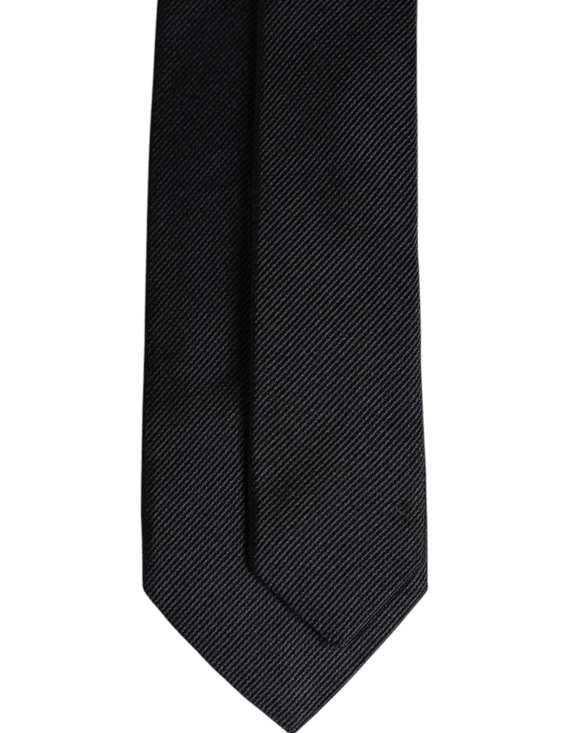 Dolce & Gabbana Black Solid Silk Adjustable Necktie Tie Dolce & Gabbana