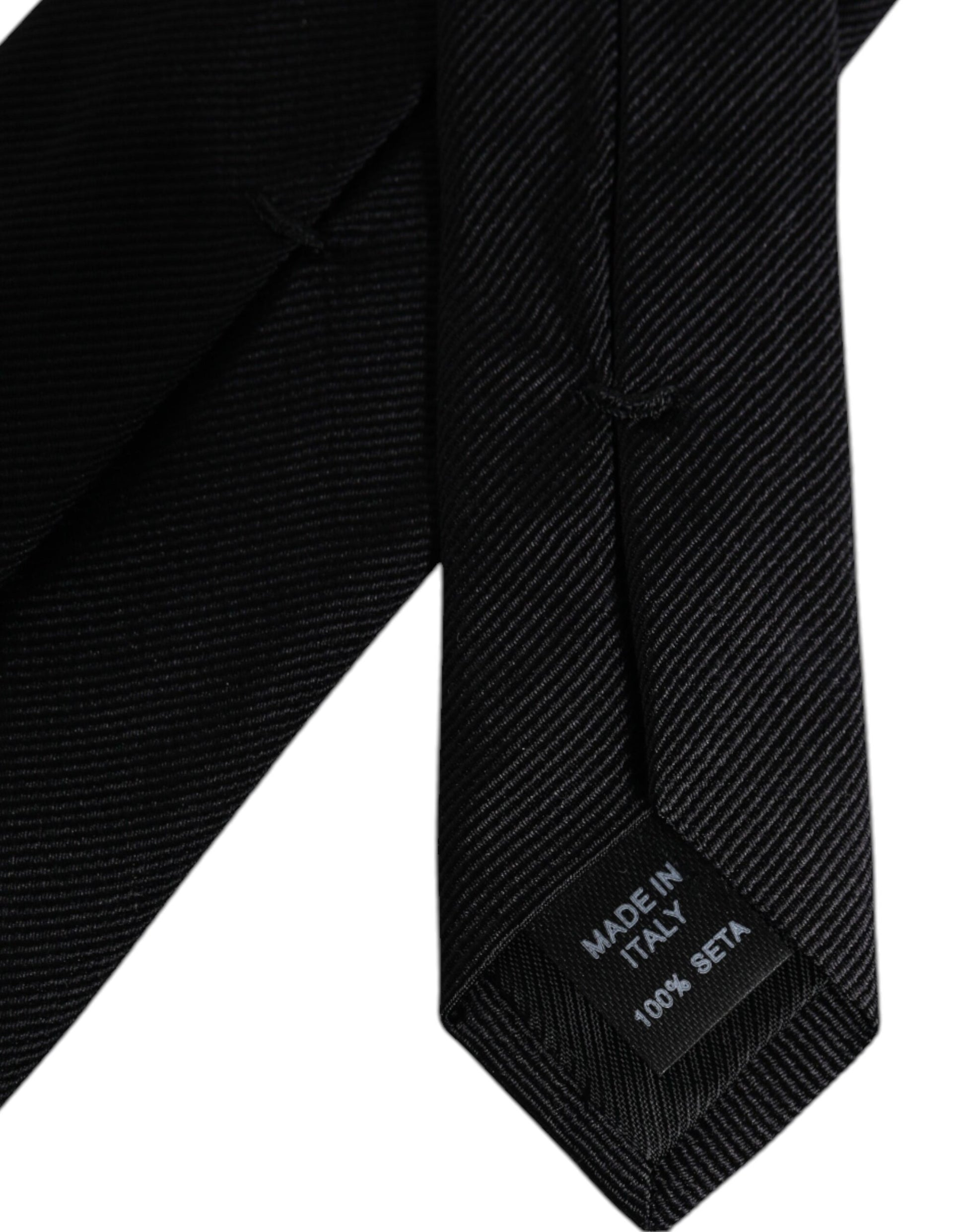 Dolce & Gabbana Black Solid Silk Adjustable Necktie Tie Dolce & Gabbana