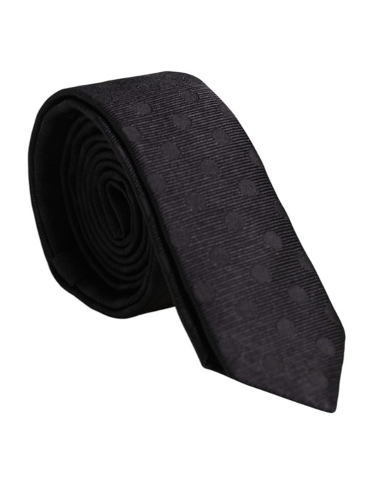 Dolce & Gabbana Black Circles Silk Adjustable Necktie Tie Dolce & Gabbana