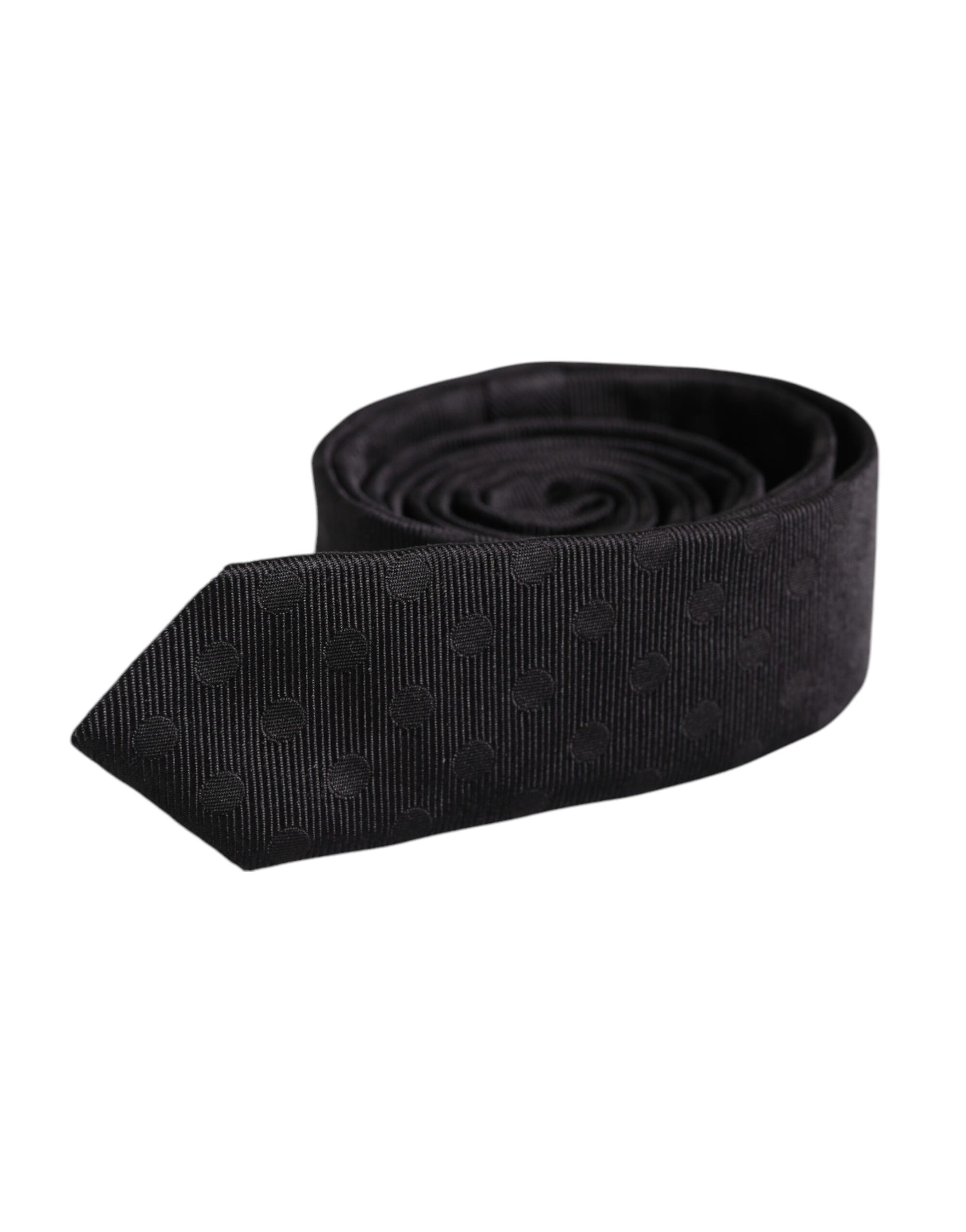Dolce & Gabbana Black Circles Silk Adjustable Necktie Tie Dolce & Gabbana