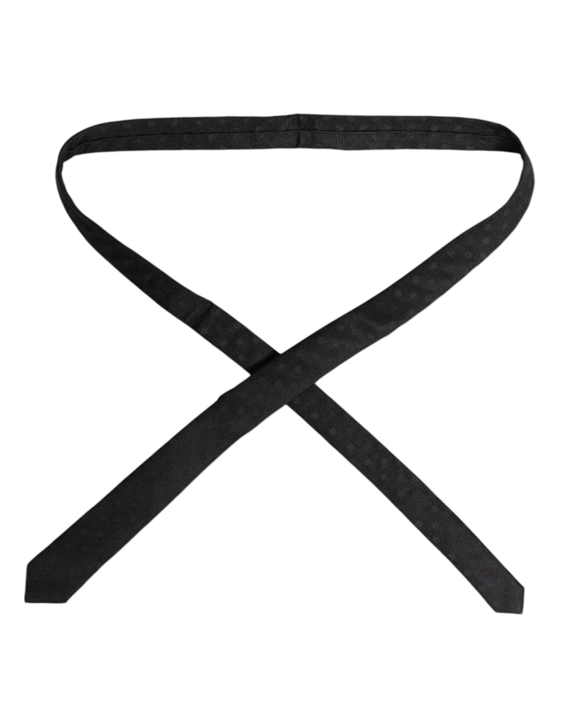 Dolce & Gabbana Black Circles Silk Adjustable Necktie Tie Dolce & Gabbana