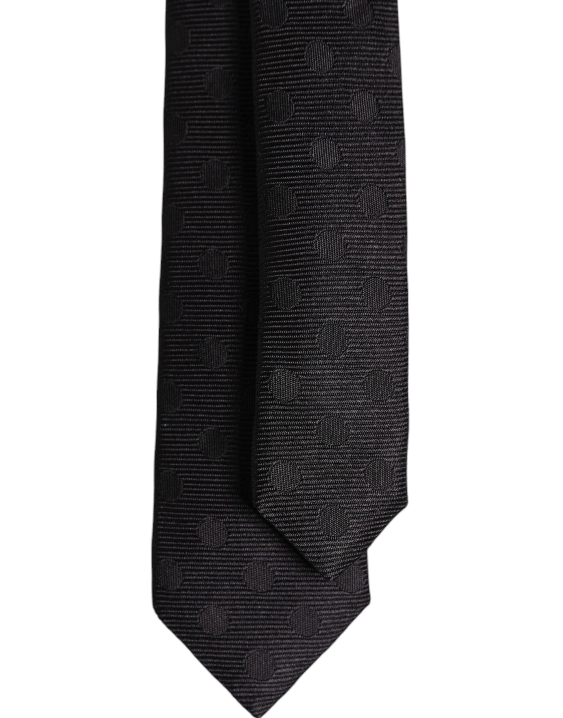 Dolce & Gabbana Black Circles Silk Adjustable Necktie Tie Dolce & Gabbana