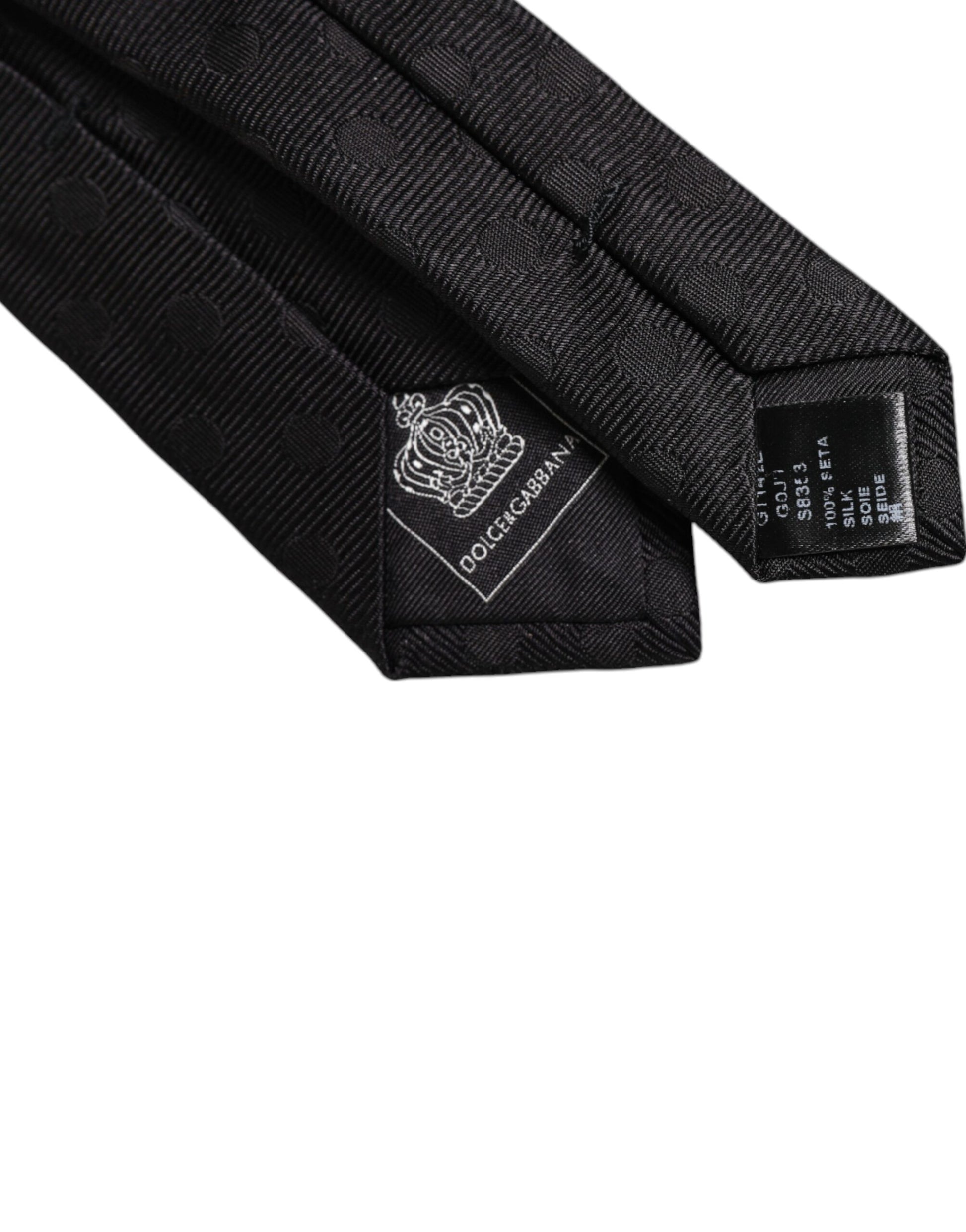 Dolce & Gabbana Black Circles Silk Adjustable Necktie Tie Dolce & Gabbana