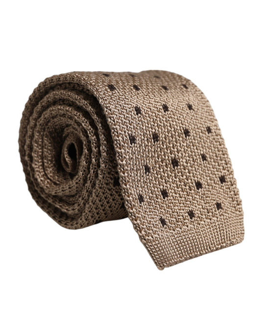 Dolce & Gabbana Beige Polka Dot Silk Adjustable Necktie Tie Dolce & Gabbana