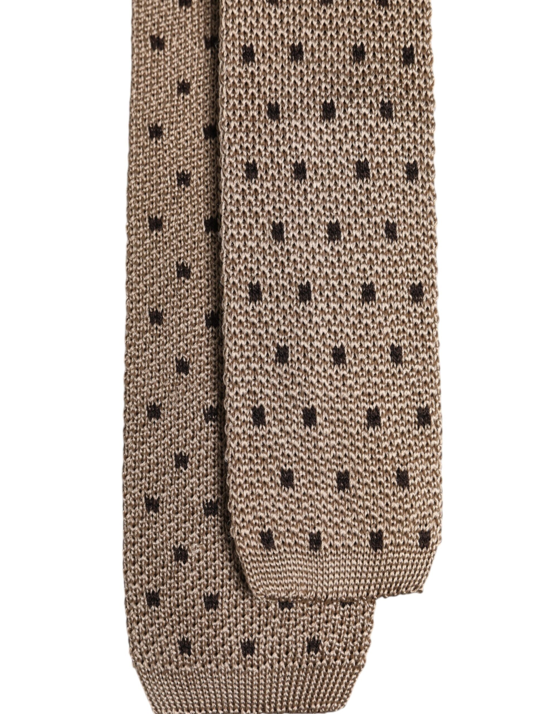 Dolce & Gabbana Beige Polka Dot Silk Adjustable Necktie Tie Dolce & Gabbana