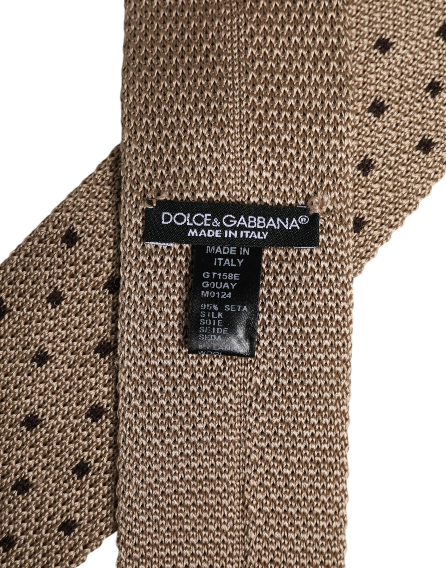 Dolce & Gabbana Beige Polka Dot Silk Adjustable Necktie Tie Dolce & Gabbana