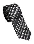 Dolce & Gabbana Black White Stripes Silk Adjustable Necktie Tie - Eljoys Fashion 