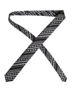 Dolce & Gabbana Black White Stripes Silk Adjustable Necktie Tie - Eljoys Fashion 