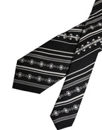 Dolce & Gabbana Black White Stripes Silk Adjustable Necktie Tie - Eljoys Fashion 