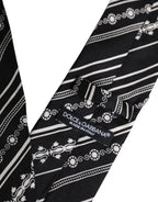 Dolce & Gabbana Black White Stripes Silk Adjustable Necktie Tie - Eljoys Fashion 