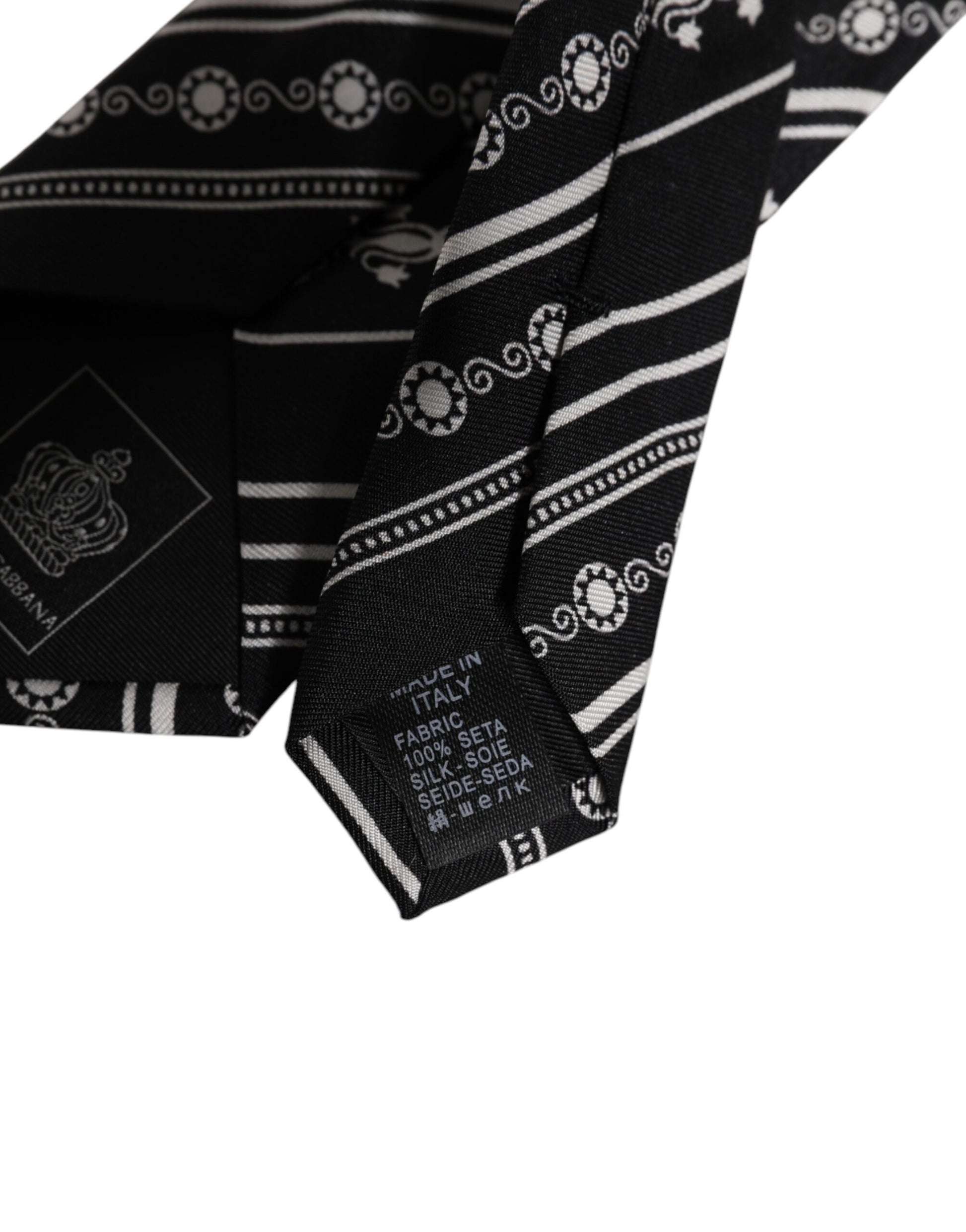 Dolce & Gabbana Black White Stripes Silk Adjustable Necktie Tie Dolce & Gabbana