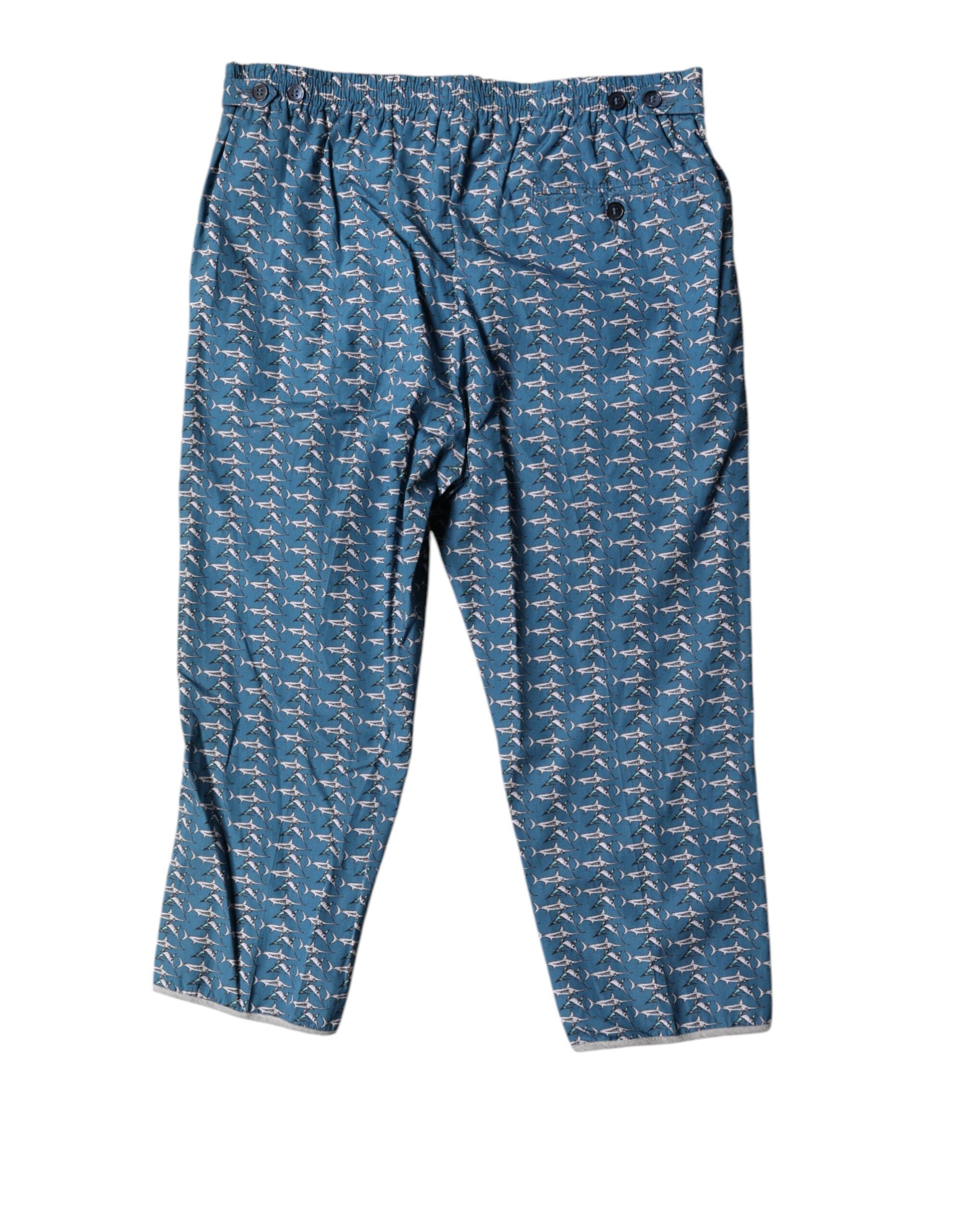 Dolce & Gabbana Blue Shark Print Cropped Beachwear Swimwear Dolce & Gabbana