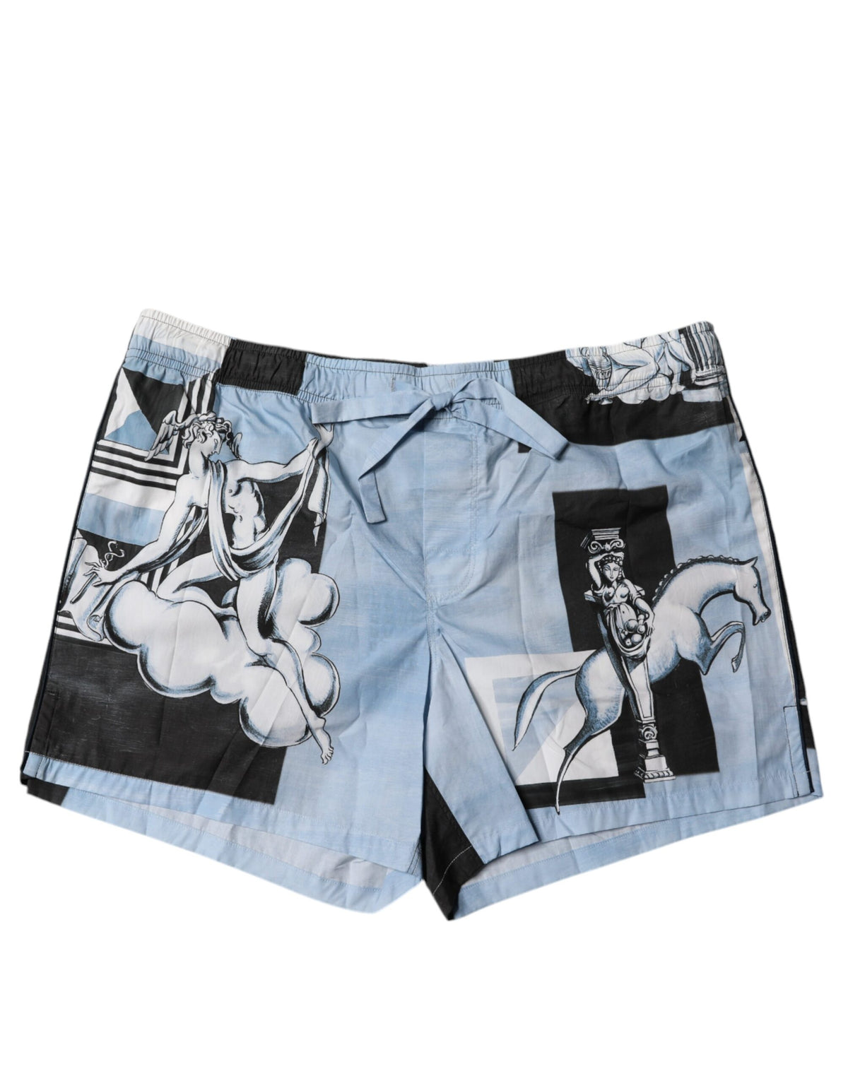 Dolce & Gabbana Blue Statue Print Cotton Mens Shorts - Eljoys Fashion 