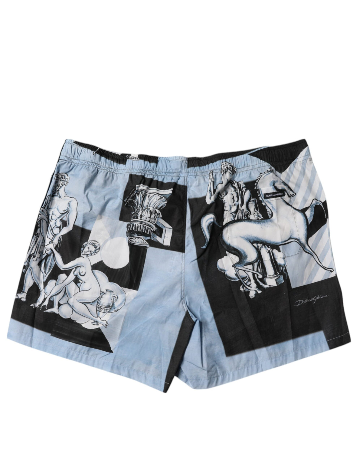 Dolce & Gabbana Blue Statue Print Cotton Mens Shorts - Eljoys Fashion 