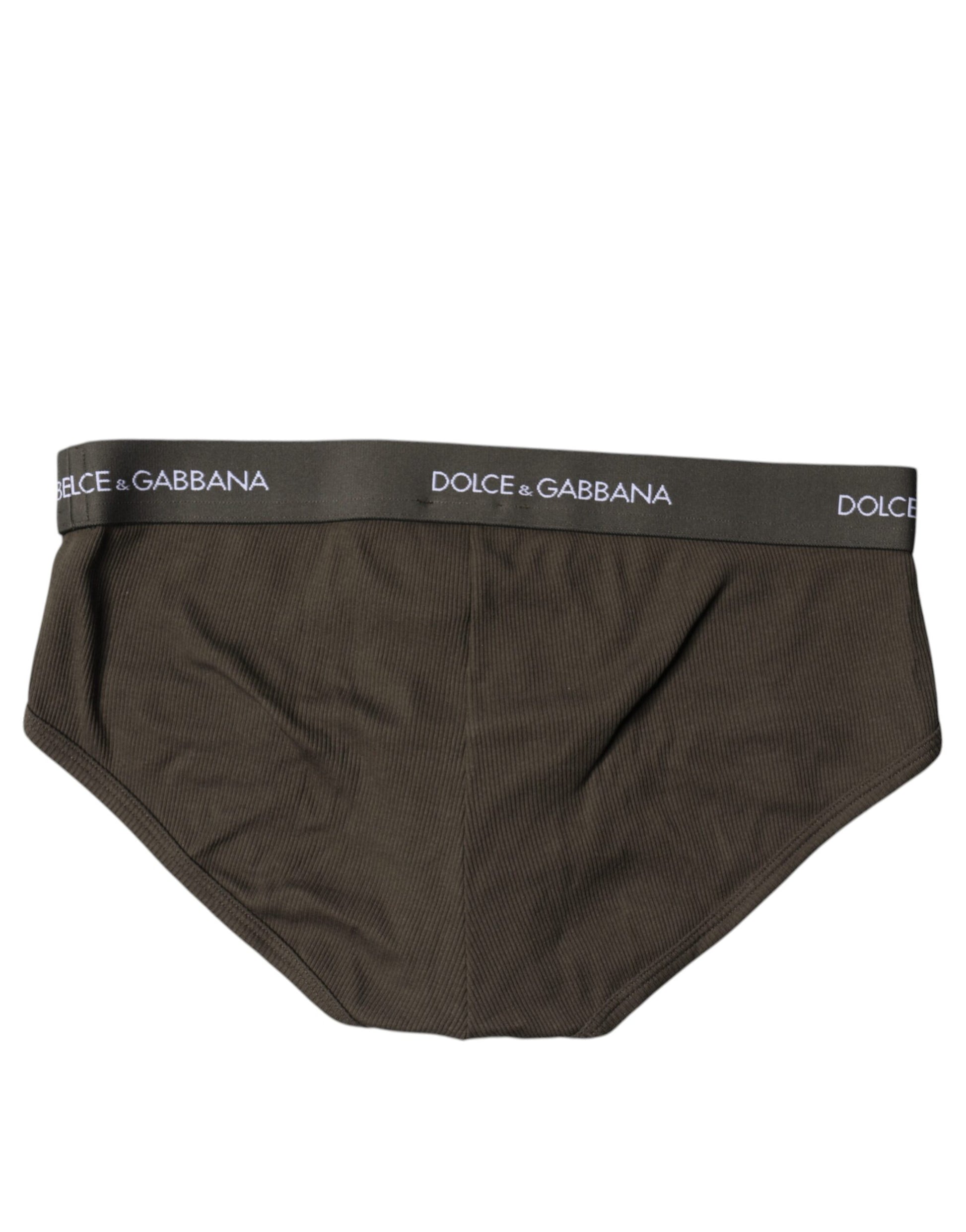 Dolce & Gabbana Gray Cotton Men Mid Slip Brief Underwear Dolce & Gabbana