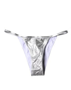 Dolce & Gabbana Silver Polyester Beachwear Bikini Bottom Swimwear
