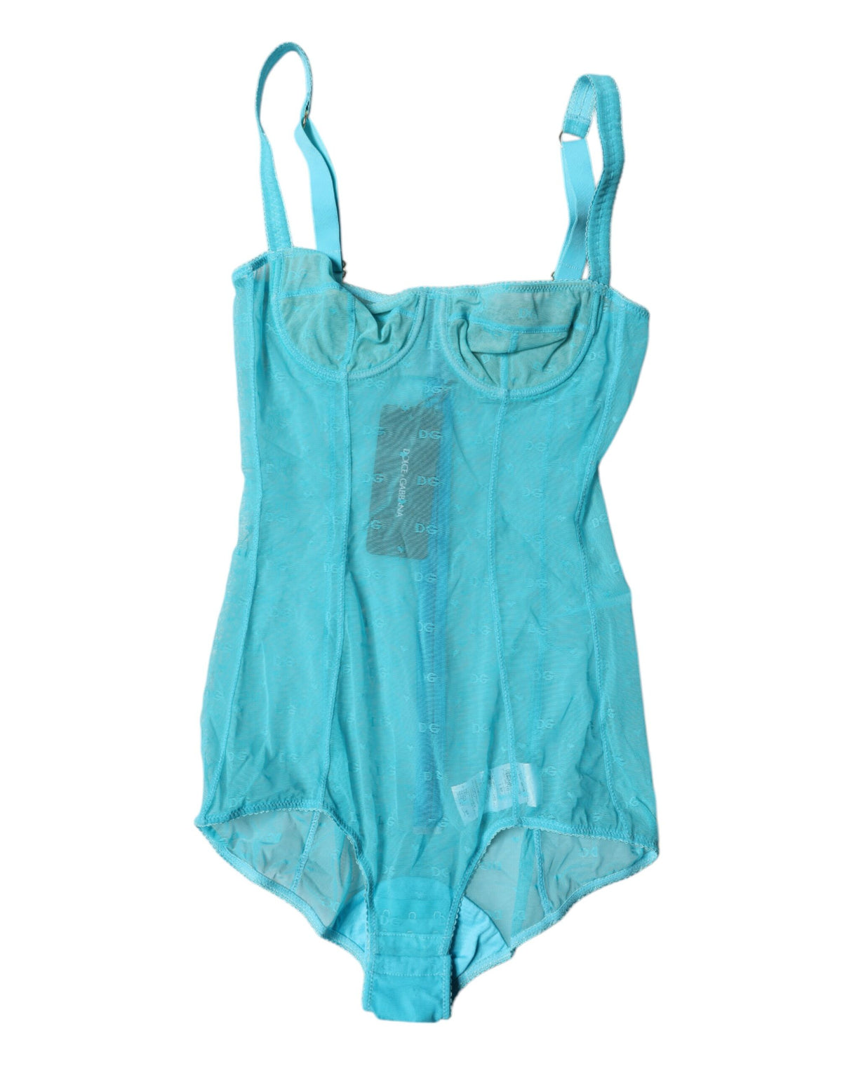 Dolce & Gabbana Blue Tulle Balconette Bra Bodysuit Underwear - Eljoys Fashion 