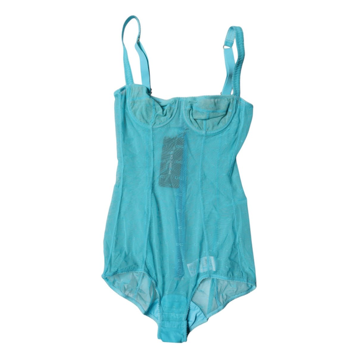Dolce & Gabbana Blue Tulle Balconette Bra Bodysuit Underwear - Eljoys Fashion 