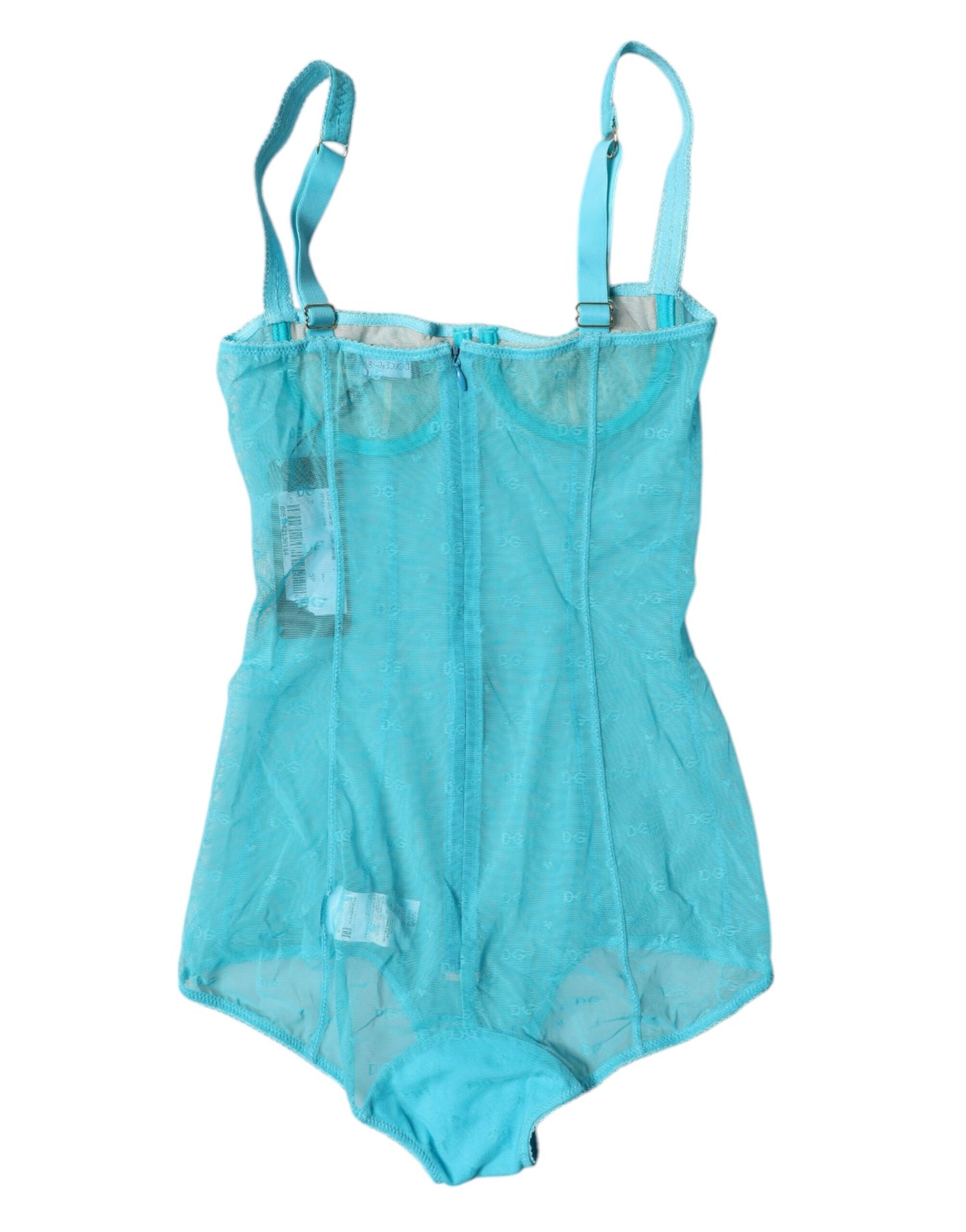 Dolce & Gabbana Blue Tulle Balconette Bra Bodysuit Underwear Dolce & Gabbana