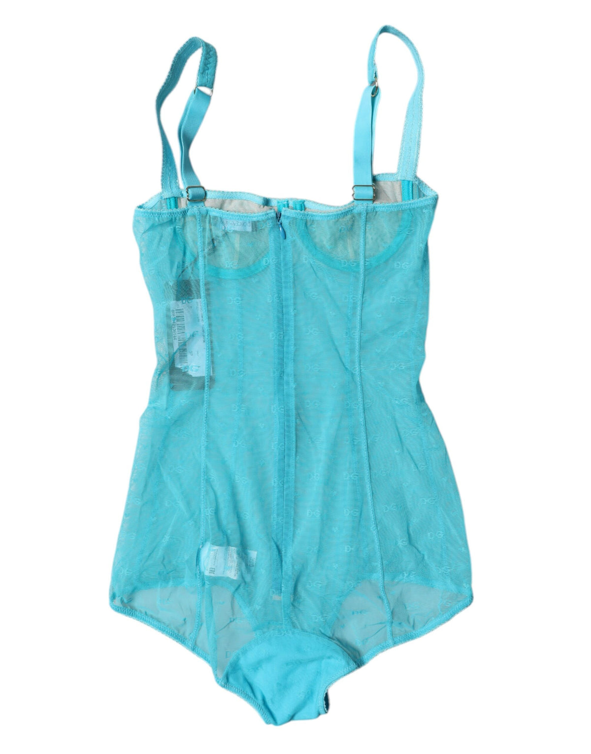 Dolce & Gabbana Blue Tulle Balconette Bra Bodysuit Underwear - Eljoys Fashion 